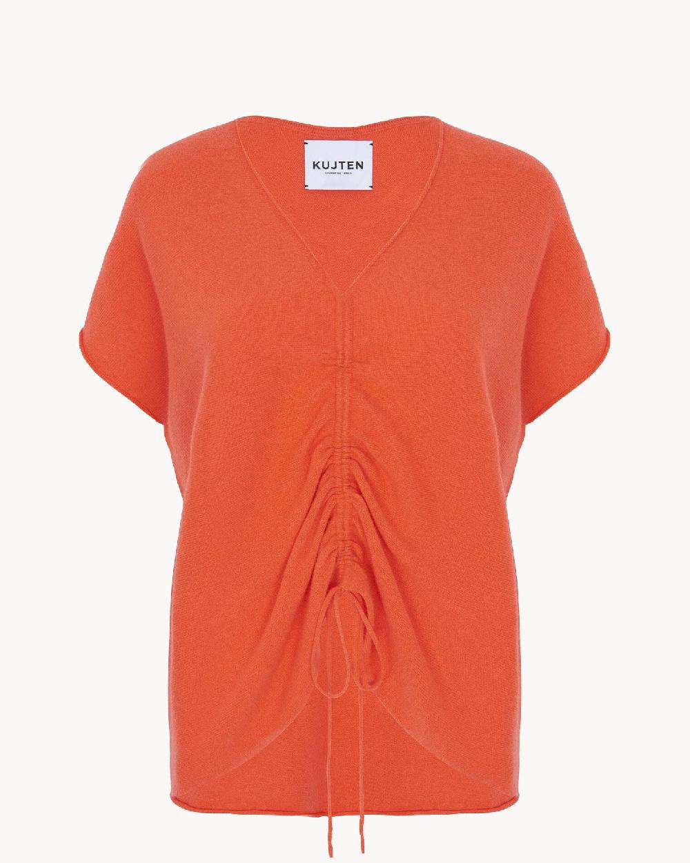 Kujten Top Nyso Solid Top Col V Oversize à Coulisse Cachemire 2 Fils