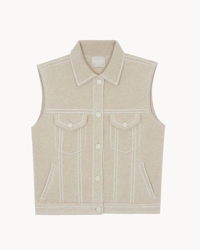 kujten Veste jess Veste Cachemire Sans Manches 2 fils