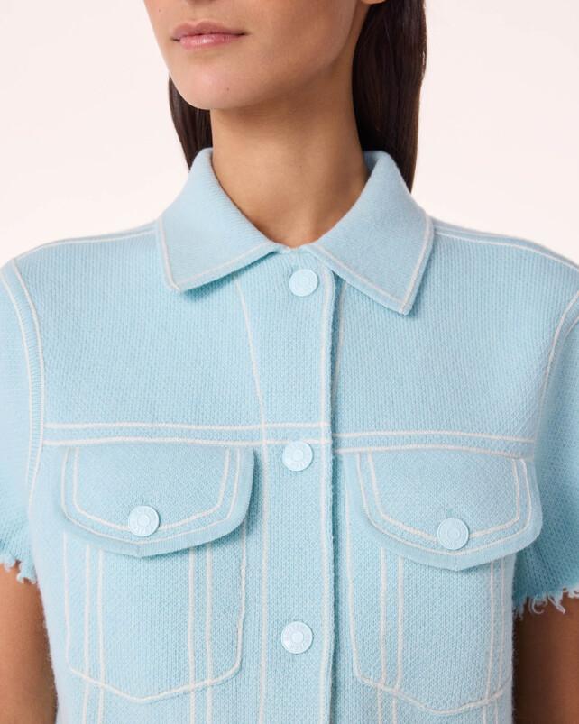 Kujten Veste Jessinda Veste Cachemire Courte Jacquard Denim 4 Fils