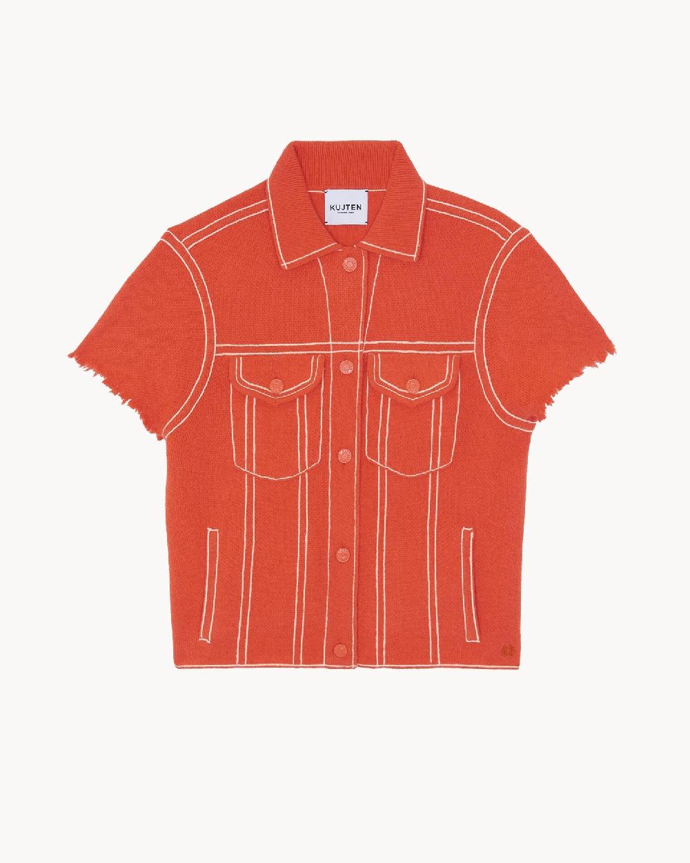 Kujten Veste Jessinda Veste Cachemire Courte Jacquard Denim 4 Fils