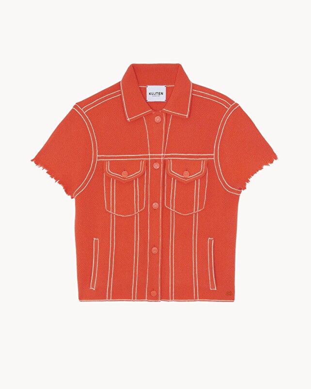 kujten Veste jessinda Veste Cachemire Courte Jacquard Denim 4 fils