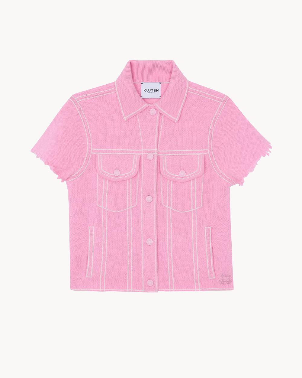 Kujten Veste Jessinda Veste Cachemire Courte Jacquard Denim 4 Fils