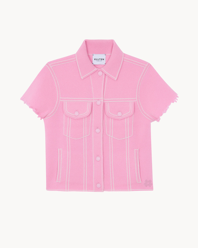 kujten Veste jessinda Veste Cachemire Courte Jacquard Denim 4 fils