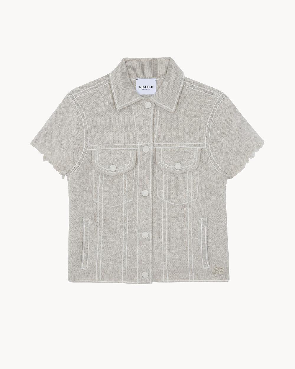 Kujten Veste Jessinda Veste Cachemire Courte Jacquard Denim 4 Fils