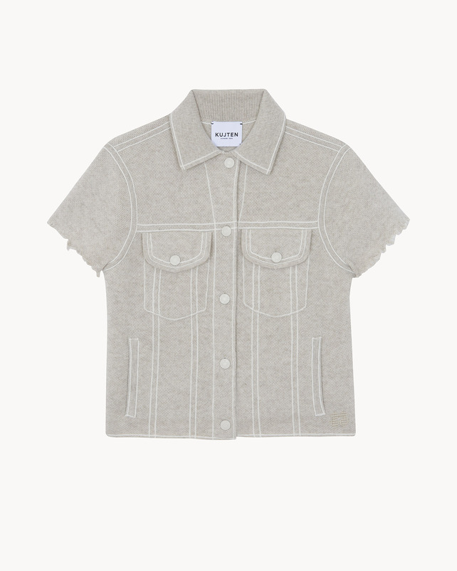 kujten Veste jessinda Veste Cachemire Courte Jacquard Denim 4 fils