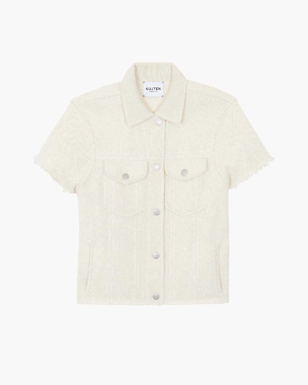 Kujten Veste Jessinda Veste Cachemire Courte Jacquard Denim 4 Fils