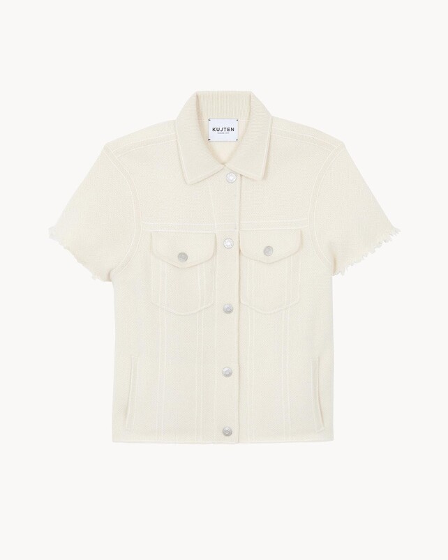 kujten Veste jessinda Veste Cachemire Courte Jacquard Denim 4 fils