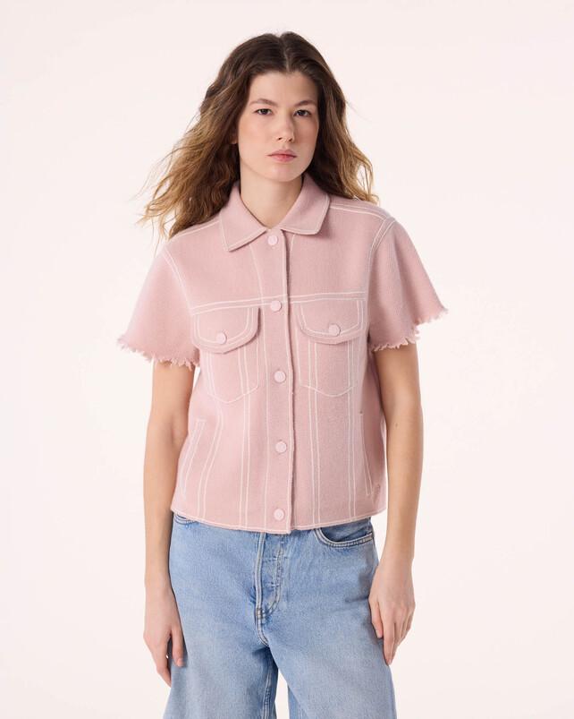 Kujten Veste Jessinda Veste Cachemire Courte Jacquard Denim 4 Fils