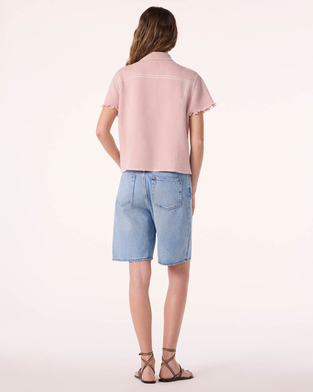 Kujten Veste Jessinda Veste Cachemire Courte Jacquard Denim 4 Fils