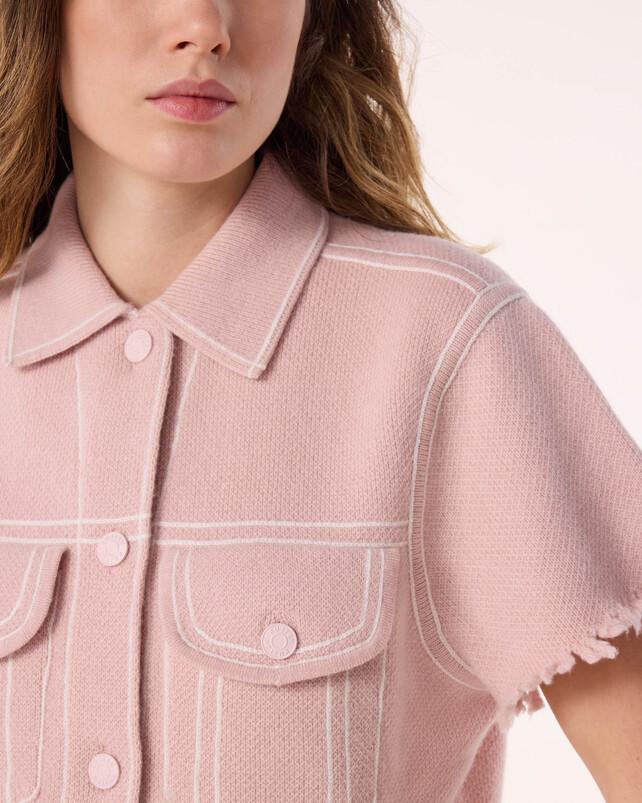 Kujten Veste Jessinda Veste Cachemire Courte Jacquard Denim 4 Fils