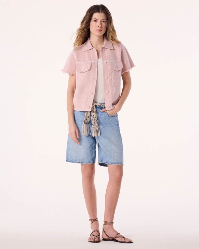 kujten Veste jessinda Veste Cachemire Courte Jacquard Denim 4 fils