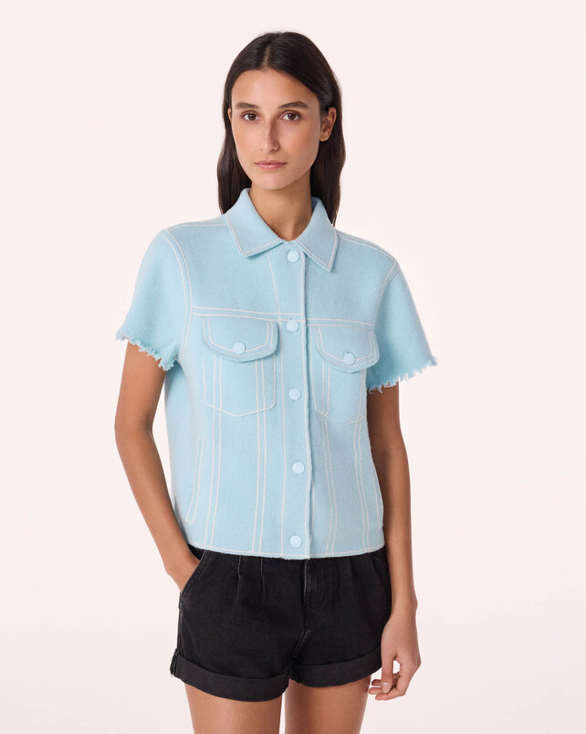 kujten Veste jessinda Veste Cachemire Courte Jacquard Denim 4 fils