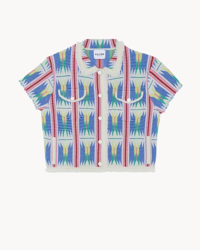 kujten Veste jiana Veste Cachemire Manches Courtes 4 fils