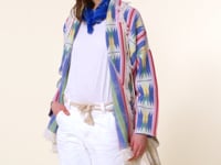 Kujten Veste Jianali Veste Longue Col Châle Franges Cachemire 4 Fils