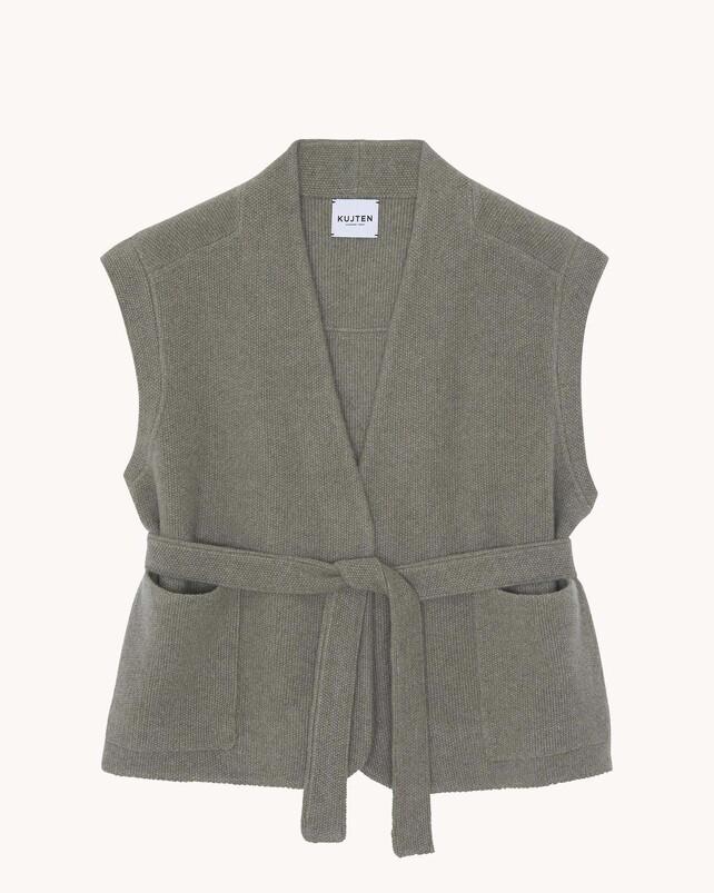 kujten Veste lali Veste Kimono Cachemire Sans Manches 2 fils