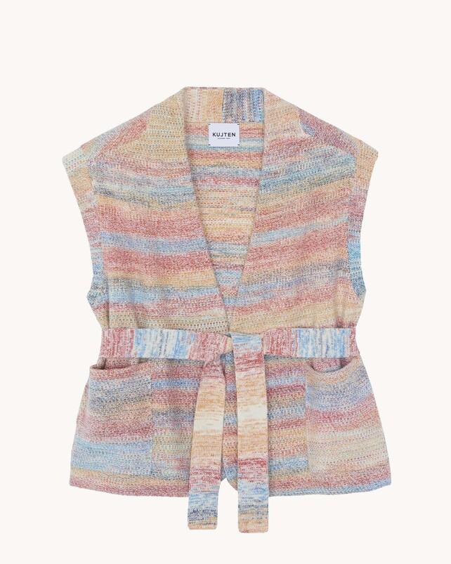 kujten Veste lali Veste Kimono Cachemire Sans Manches 2 fils