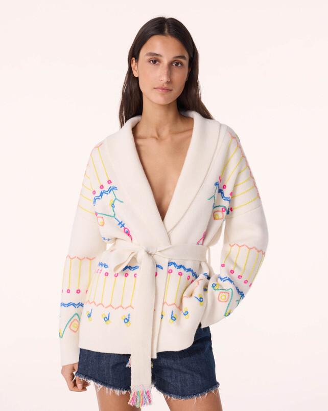 Kujten Veste Mazigh Veste Cachemire Femme Col Châle