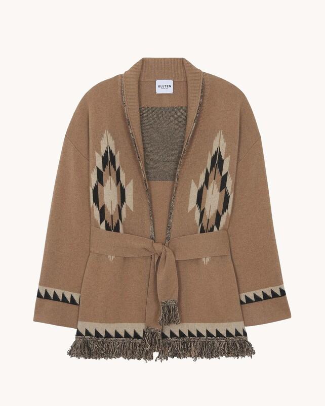 kujten Veste micky Veste Cachemire Col Châle À Franges 4 fils