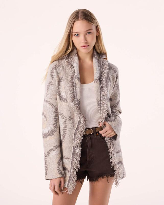 Kujten Veste Miko Shibori Veste Cachemire Avec Ceinture