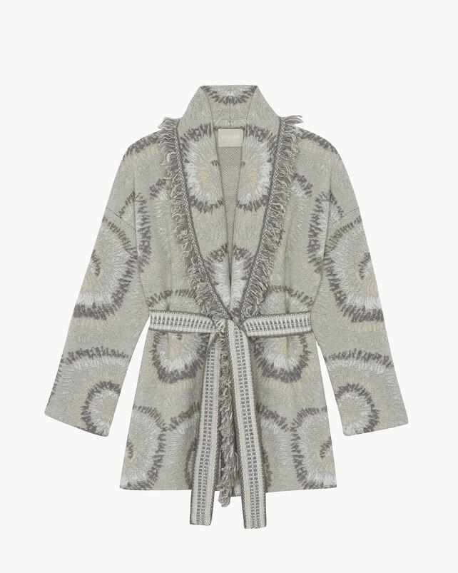 Kujten Veste Miko Shibori Veste Cachemire Avec Ceinture