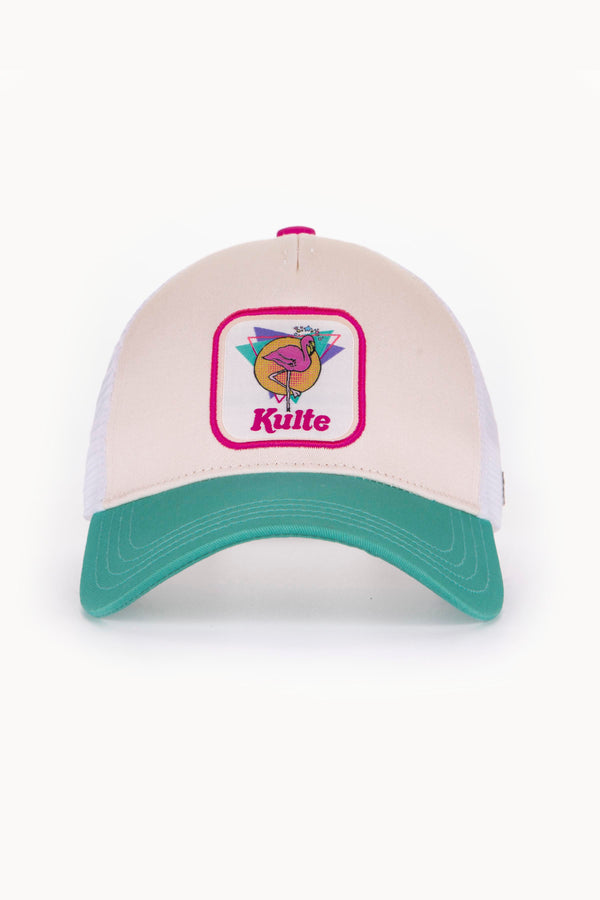 Kulte CASQUETTE MOTIF FLAMINGO VERT / ROSE