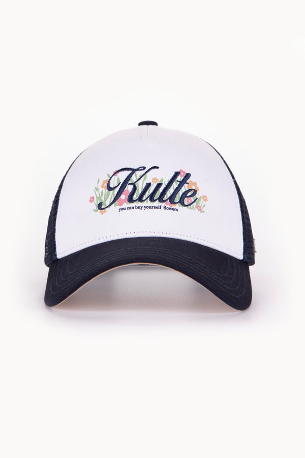 Kulte CASQUETTE MOTIF FLOWER BLANCHE