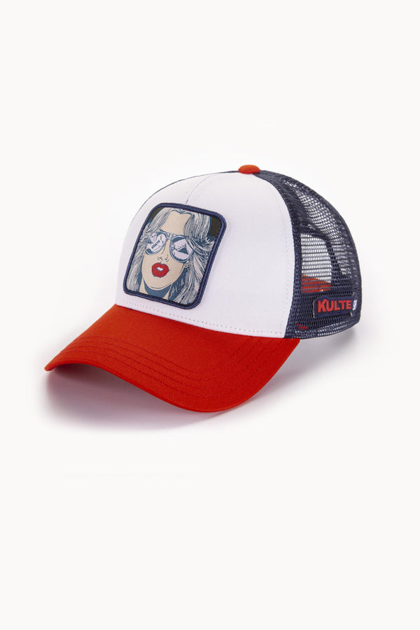 kulte CASQUETTE MOTIF WTF ROUGE / BLEU MARINE