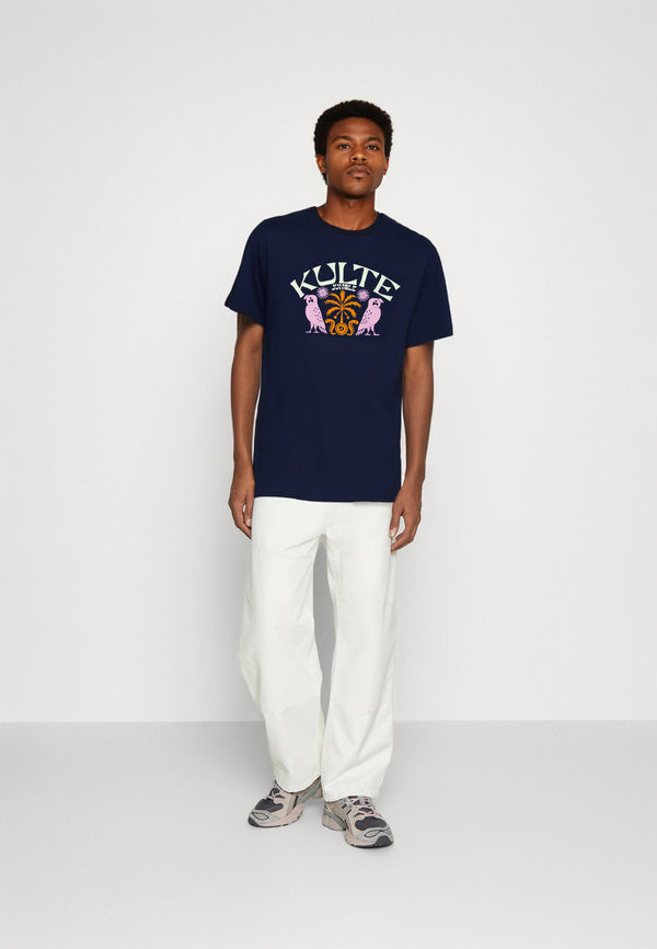 kulte T-SHIRT COCO PALM BLEU MARINE