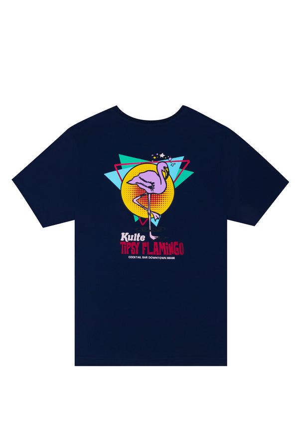 Kulte T-SHIRT FLAMINGO BLEU MARINE