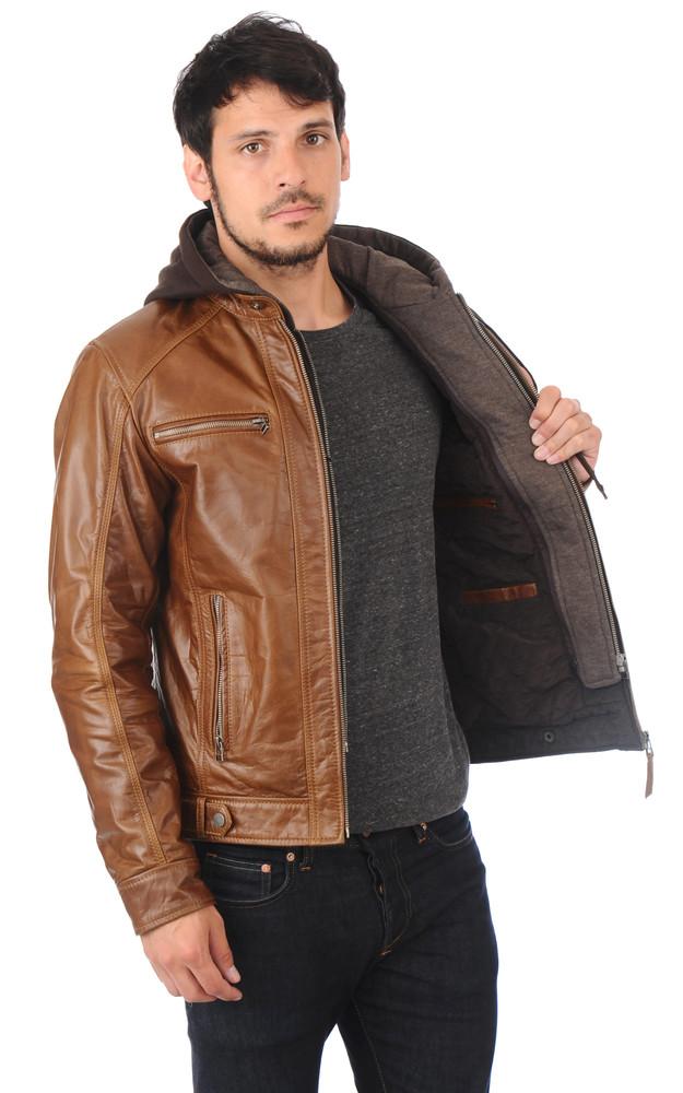 La Canadienne Blouson Cuir Buffle Erico Hood Cognac