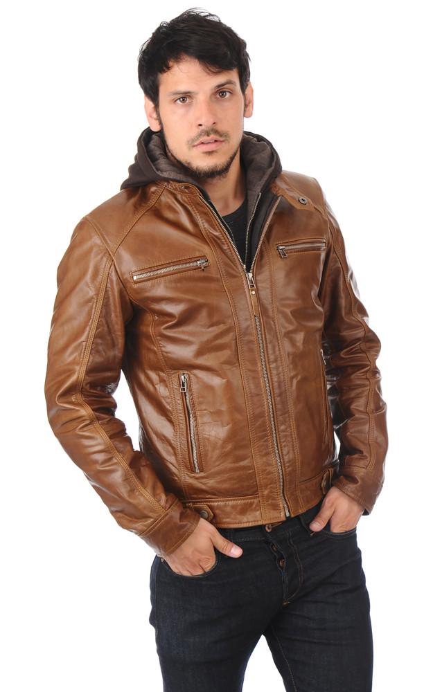 la canadienne Blouson cuir buffle Erico Hood cognac