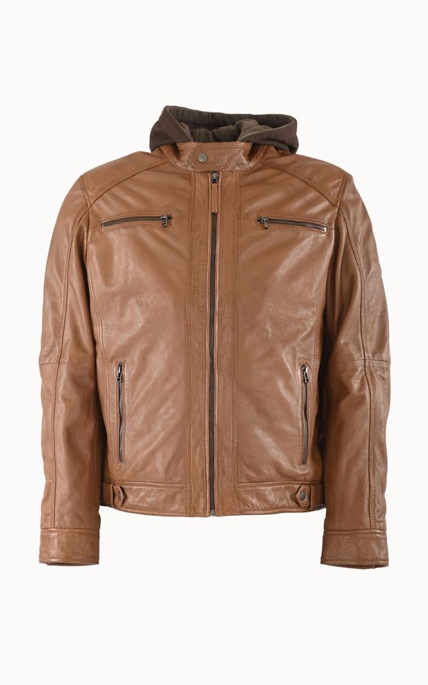 la canadienne Blouson cuir Erico Hood marron Grande taille