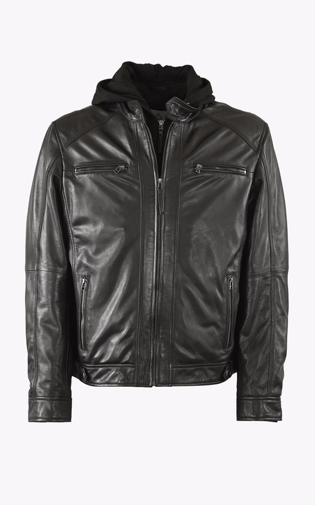 la canadienne Blouson cuir Erico Hood noir Grande taille
