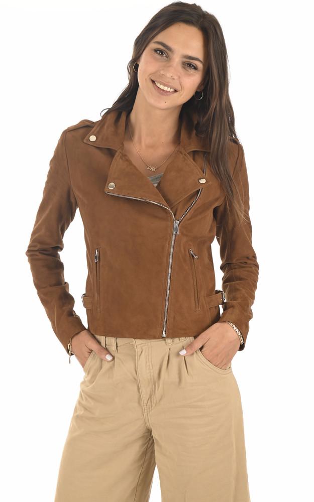 La Canadienne Blouson Cuir Velours City Girl Cognac