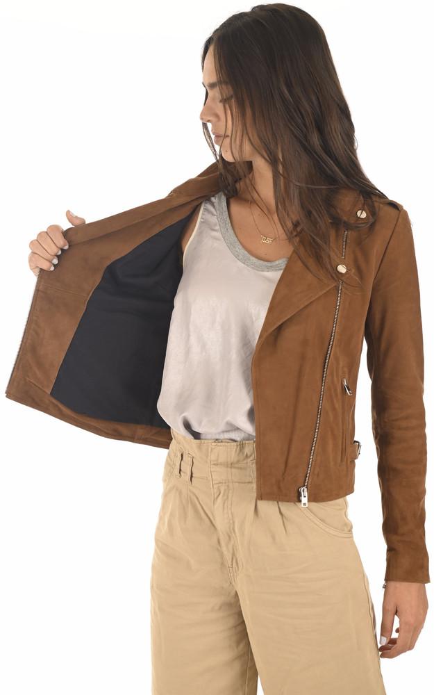 La Canadienne Blouson Cuir Velours City Girl Cognac