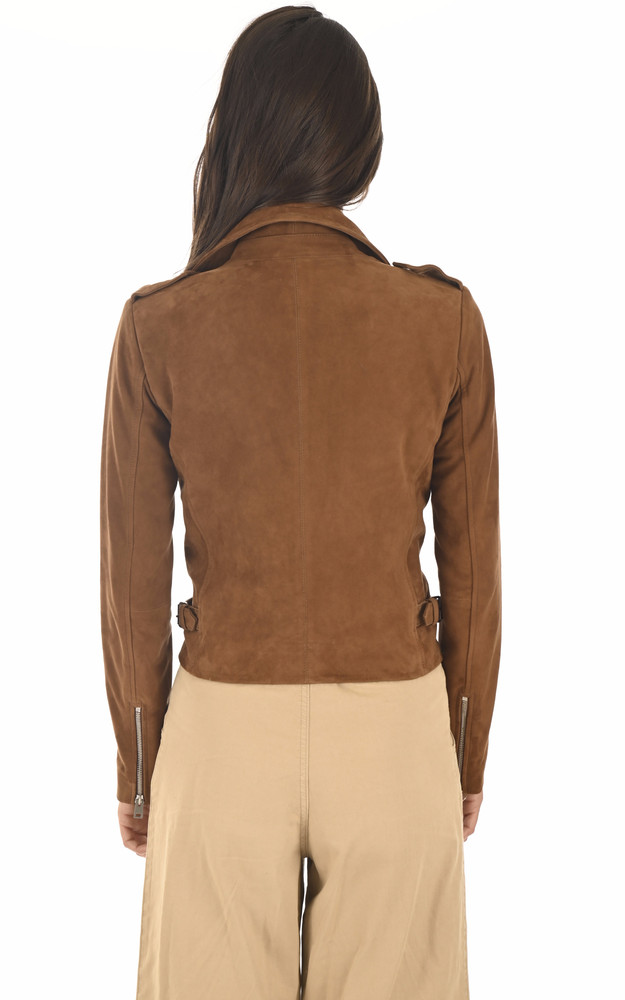 La Canadienne Blouson Cuir Velours City Girl Cognac