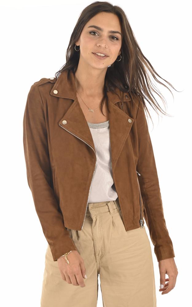 la canadienne Blouson cuir velours City Girl cognac