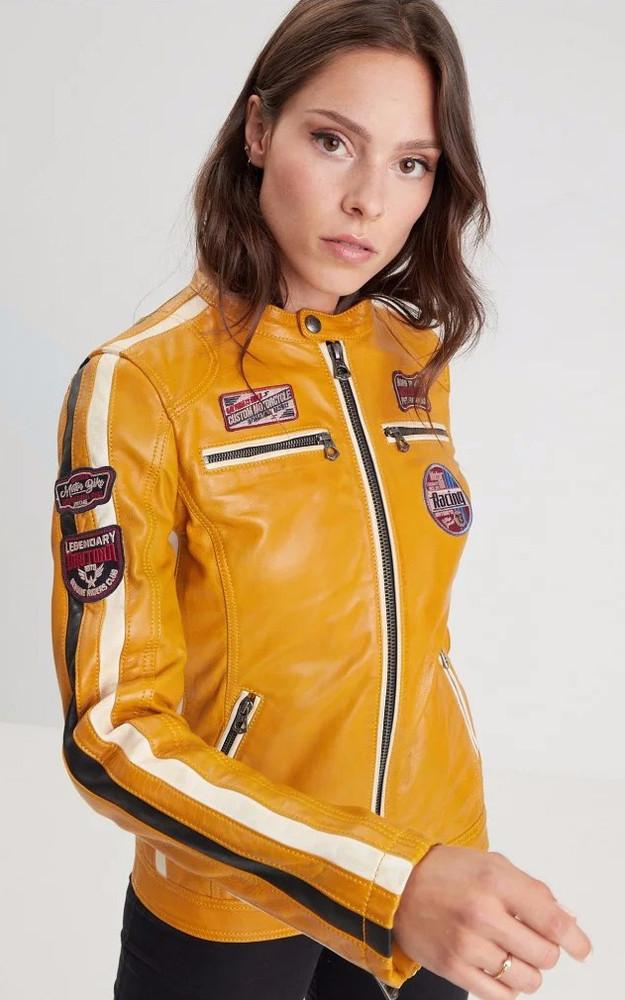 La Canadienne Blouson Motard Cuir Rexy Solano Yellow