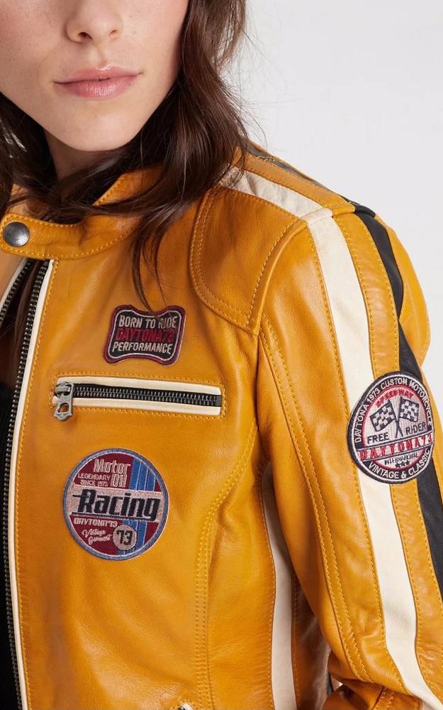 La Canadienne Blouson Motard Cuir Rexy Solano Yellow