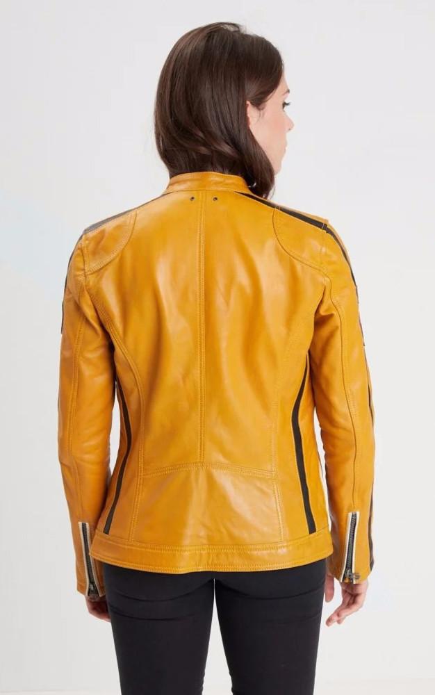 La Canadienne Blouson Motard Cuir Rexy Solano Yellow