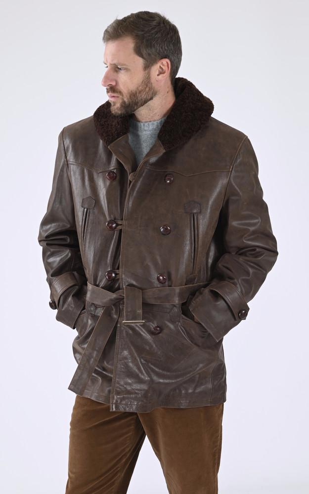 la canadienne Canadienne cuir d'agneau patiné marron