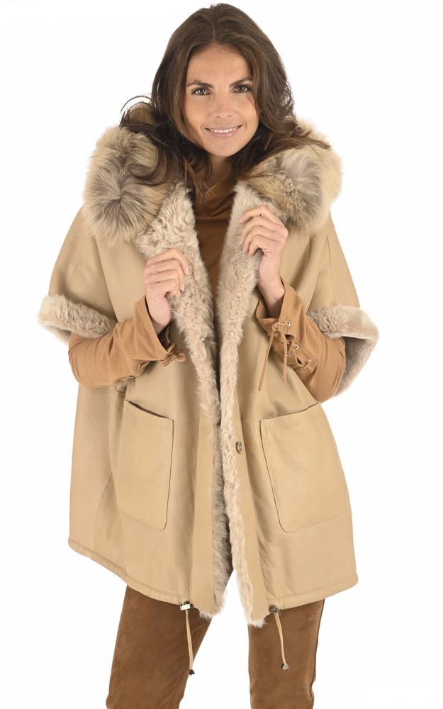 la canadienne Cape réversible Mérinos et fourrure crème