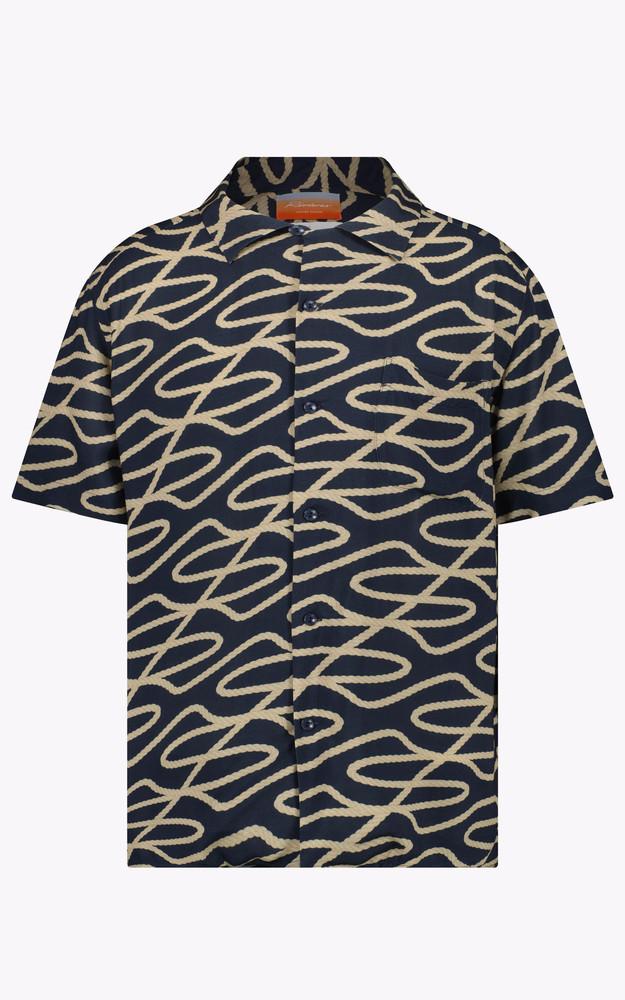 La Canadienne Chemise Manches Courtes à Motif Bleu Marine