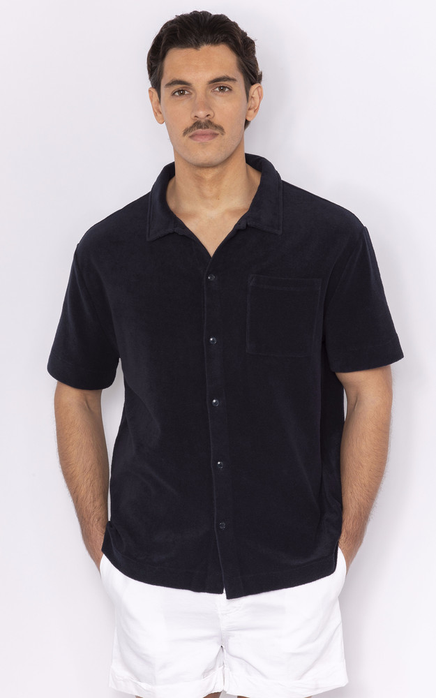 la canadienne Chemise manches courtes éponge bleu marine