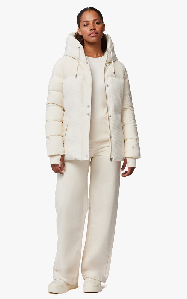 La Canadienne Doudoune Courte Bi-matiere Mae Blanche