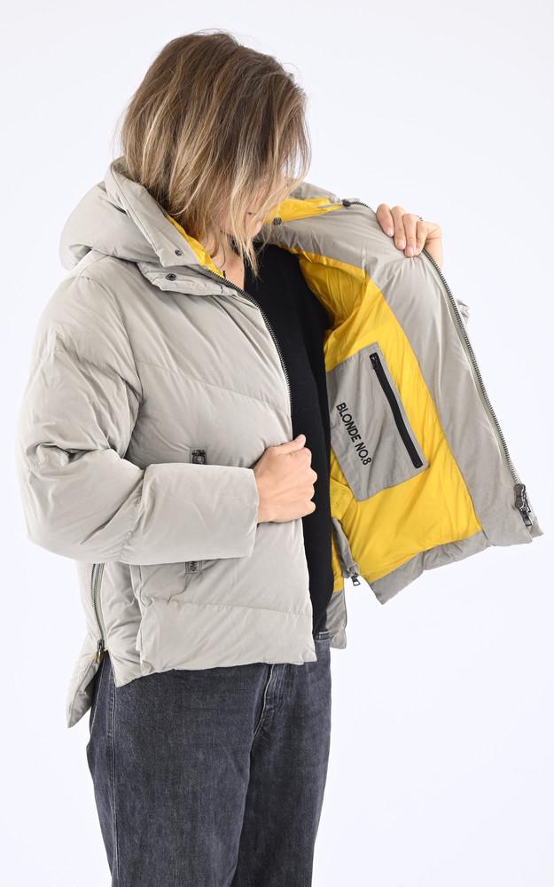 La Canadienne Doudoune Courte Capuche Fourrure Sauge