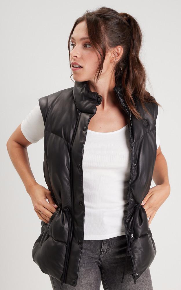 La Canadienne Doudoune Cuir Sans Manches Victoria Noire