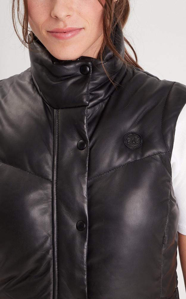 La Canadienne Doudoune Cuir Sans Manches Victoria Noire