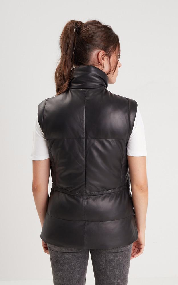 La Canadienne Doudoune Cuir Sans Manches Victoria Noire