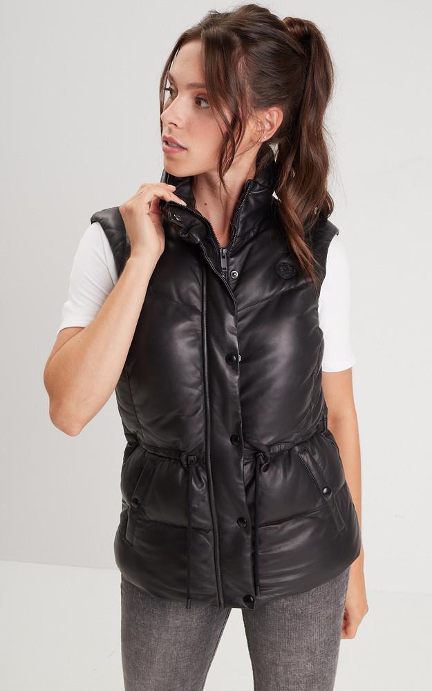 la canadienne Doudoune cuir sans manches Victoria noire
